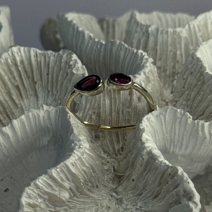 925 Sterling Silver Purple Tourmaline Ring Sizable