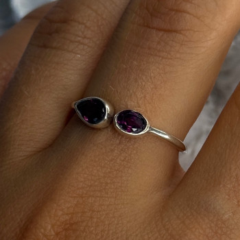 925 Sterling Silver Purple Tourmaline Ring Sizable