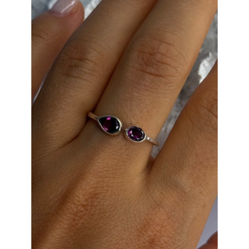 925 Sterling Silver Purple Tourmaline Ring Sizable