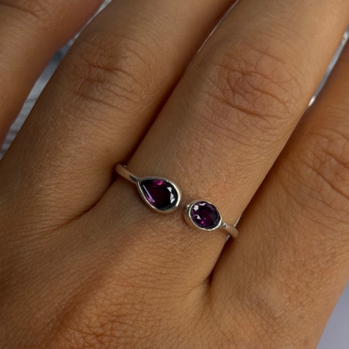 925 Sterling Silver Purple Tourmaline Ring Sizable