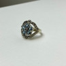 925 Sterling Silver Blue Topaz & Marcasites Ring Size 8