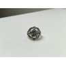 925 Sterling Silver Blue Topaz & Marcasites Ring Size 8