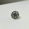 925 Sterling Silver Blue Topaz & Marcasites Ring Size 8