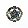 925 Sterling Silver Blue Topaz & Marcasites Ring Size 8