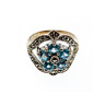 925 Sterling Silver Blue Topaz & Marcasites Ring Size 8