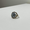 925 Sterling Silver Blue Topaz & Marcasites Ring Size 8