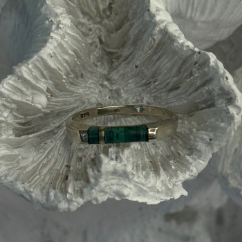 925 Sterling Silver Malachite Ring Size 5
