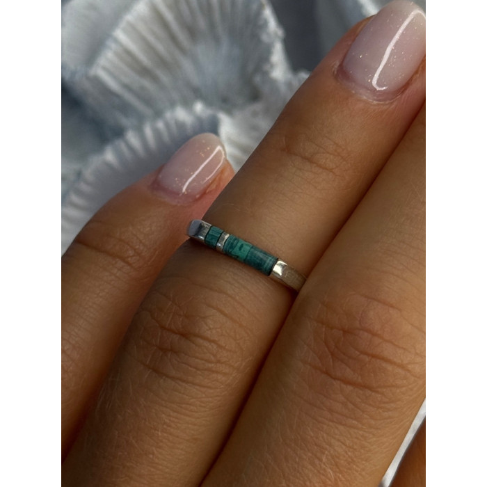 925 Sterling Silver Malachite Ring Size 5