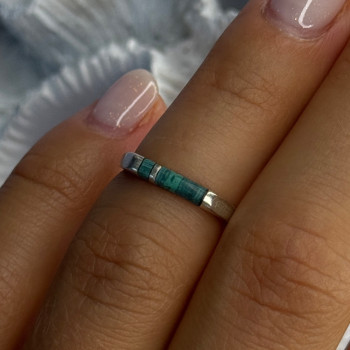 925 Sterling Silver Malachite Ring Size 5