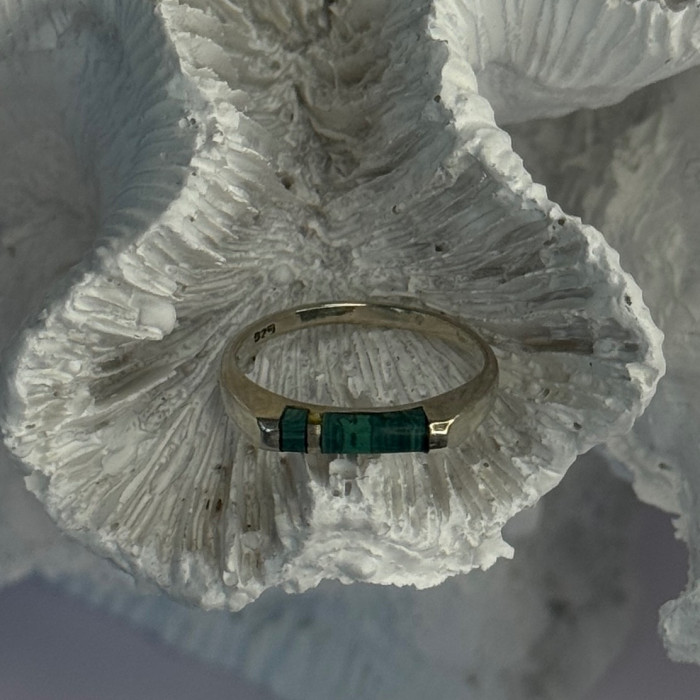 925 Sterling Silver Malachite Ring Size 5