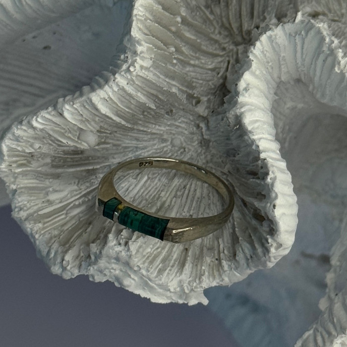 925 Sterling Silver Malachite Ring Size 5