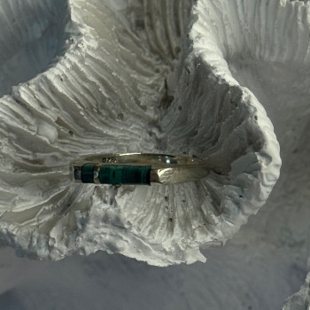 925 Sterling Silver Malachite Ring Size 5