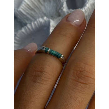 925 Sterling Silver Malachite Ring Size 5