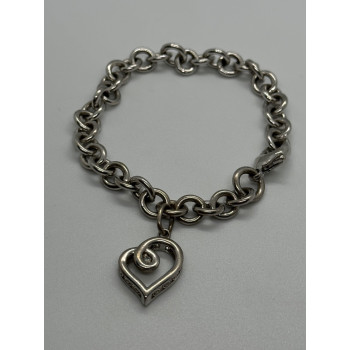 925 STERLING SILVER  DIAMOND HEART KSJ  BRACELET