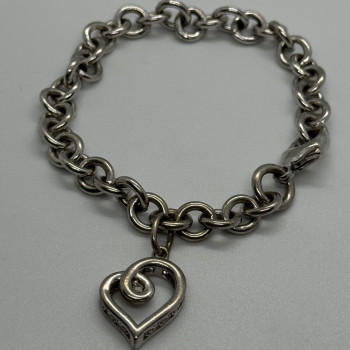 925 Sterling Silver Diamond Heart KSJ Bracelet