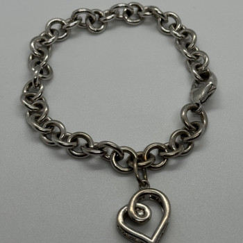 925 Sterling Silver Diamond Heart KSJ Bracelet
