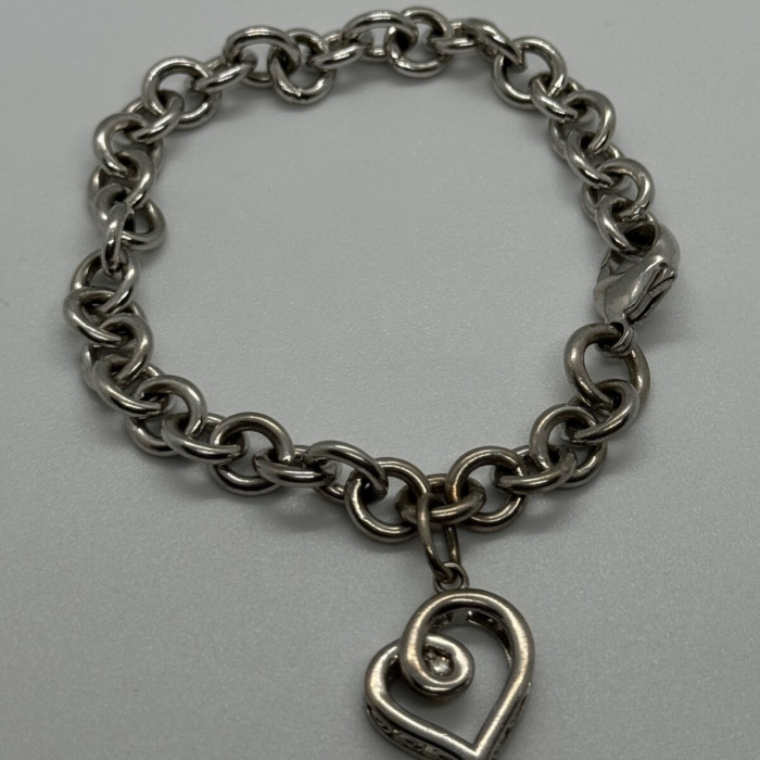 925 Sterling Silver Diamond Heart KSJ Bracelet
