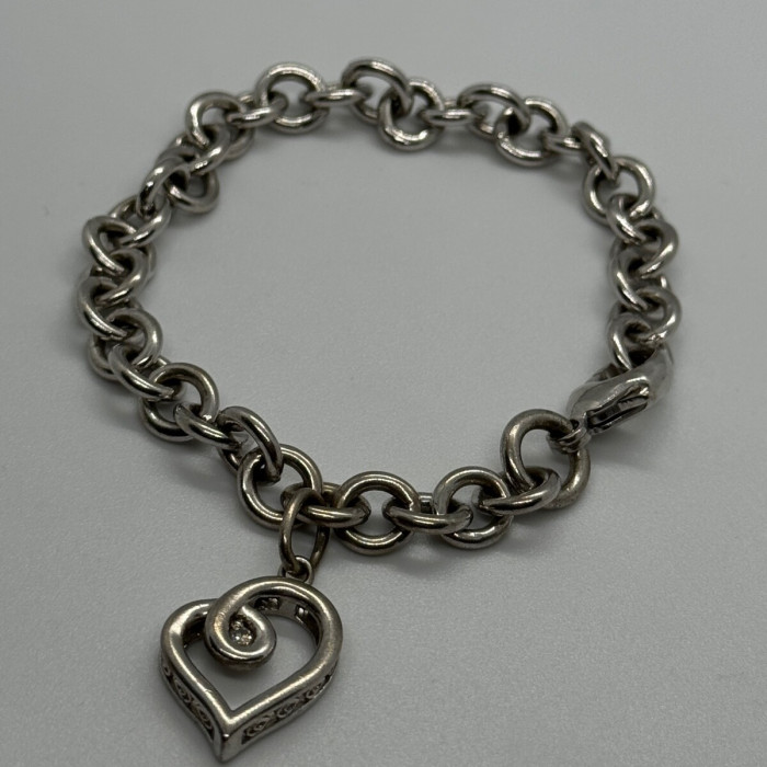 925 Sterling Silver Diamond Heart KSJ Bracelet