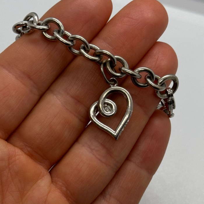 925 Sterling Silver Diamond Heart KSJ Bracelet