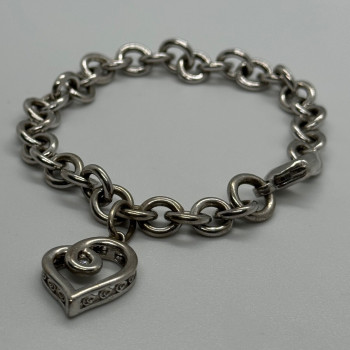 925 Sterling Silver Diamond Heart KSJ Bracelet