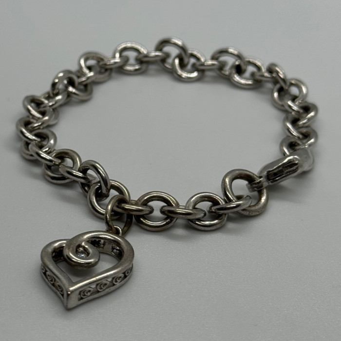 925 Sterling Silver Diamond Heart KSJ Bracelet
