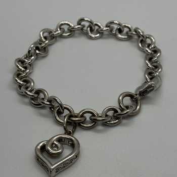 925 Sterling Silver Diamond Heart KSJ Bracelet