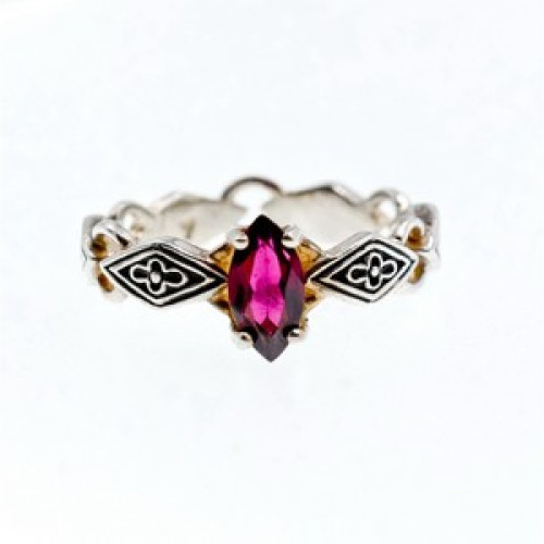 925 Sterling Silver Almandine Ring Size 7