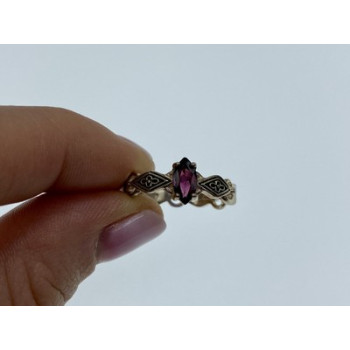 925 Sterling Silver Almandine Ring Size 7