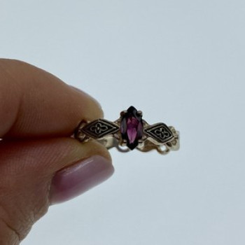 925 Sterling Silver Almandine Ring Size 7