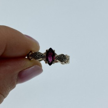 925 Sterling Silver Almandine Ring Size 7