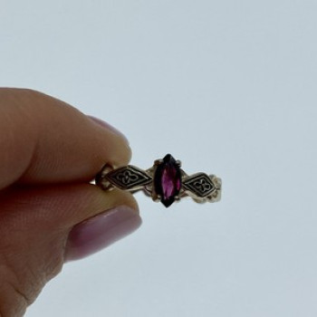 925 Sterling Silver Almandine Ring Size 7