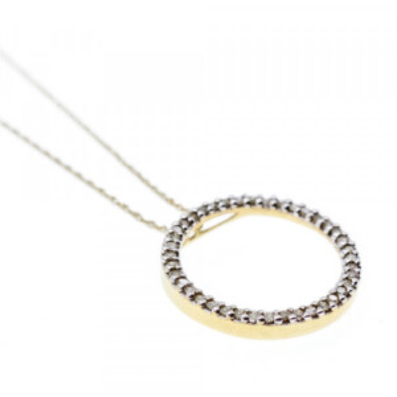14K Yellow Gold Diamonds Chain With Pendant