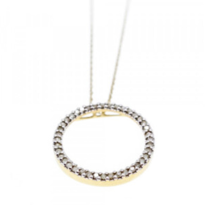 14K Yellow Gold Diamonds Chain With Pendant