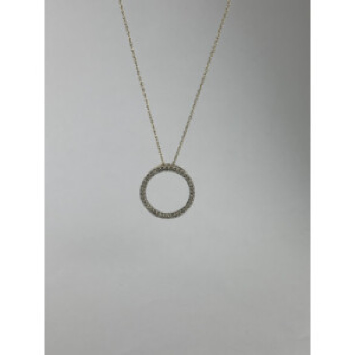 14K Yellow Gold Diamonds Chain With Pendant