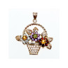 925 Sterling Silver Multi Gemstones Flowers Pendant