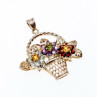925 Sterling Silver Multi Gemstones Flowers Pendant