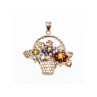 925 Sterling Silver Multi Gemstones Flowers Pendant