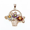 925 Sterling Silver Multi Gemstones Flowers Pendant