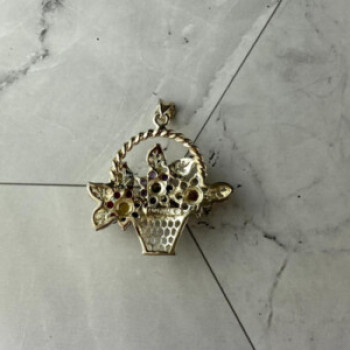 925 Sterling Silver Multi Gemstones Flowers Pendant