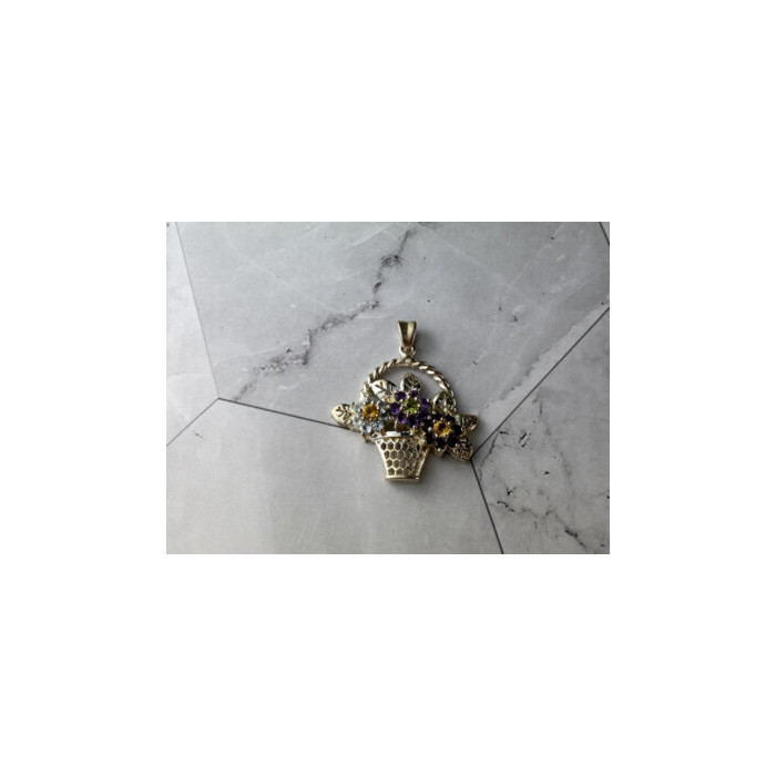 925 Sterling Silver Multi Gemstones Flowers Pendant