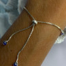 925 Sterling Silver Evil Eye Bracelet Sizable