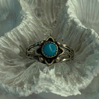 925 Sterling Silver Turquoise Ring Size 5.5