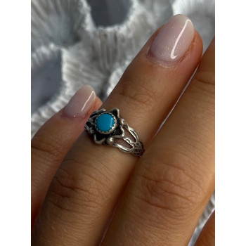 925 Sterling Silver Turquoise Ring Size 5.5
