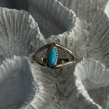 925 Sterling Silver Turquoise Ring Size 5.5