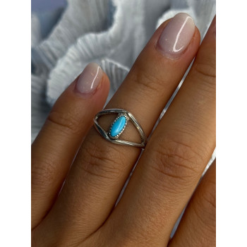 925 Sterling Silver Turquoise Ring Size 5.5