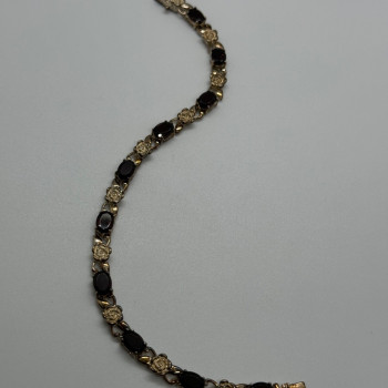 925 Sterling Silver Garnet Flowers Bracelet