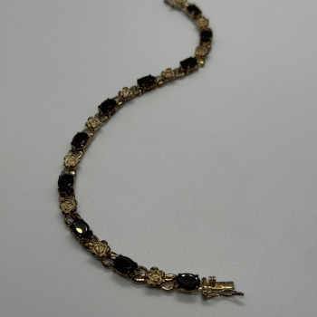 925 Sterling Silver Garnet Flowers Bracelet