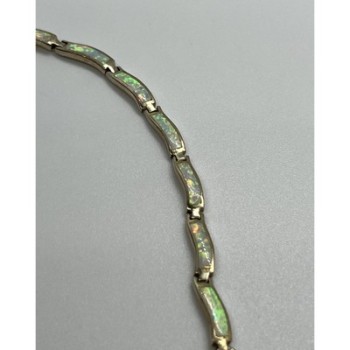 925 Sterling Silver Opal Bracelet 7.5 in
