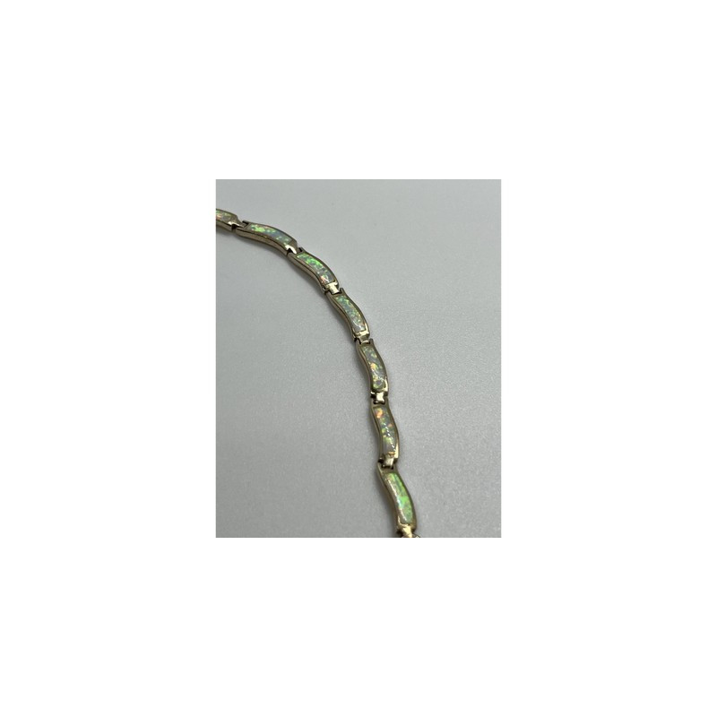 925 Sterling Silver Opal Bracelet 7.5 in