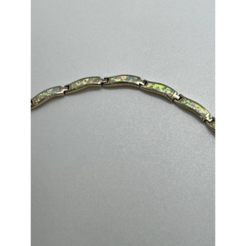 925 Sterling Silver Opal Bracelet 7.5 in